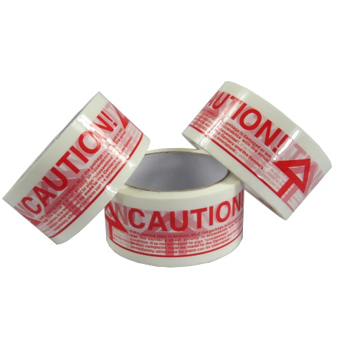 6 x Rolls Of CAUTION Printed Sealing Tape 48mm x 66M
